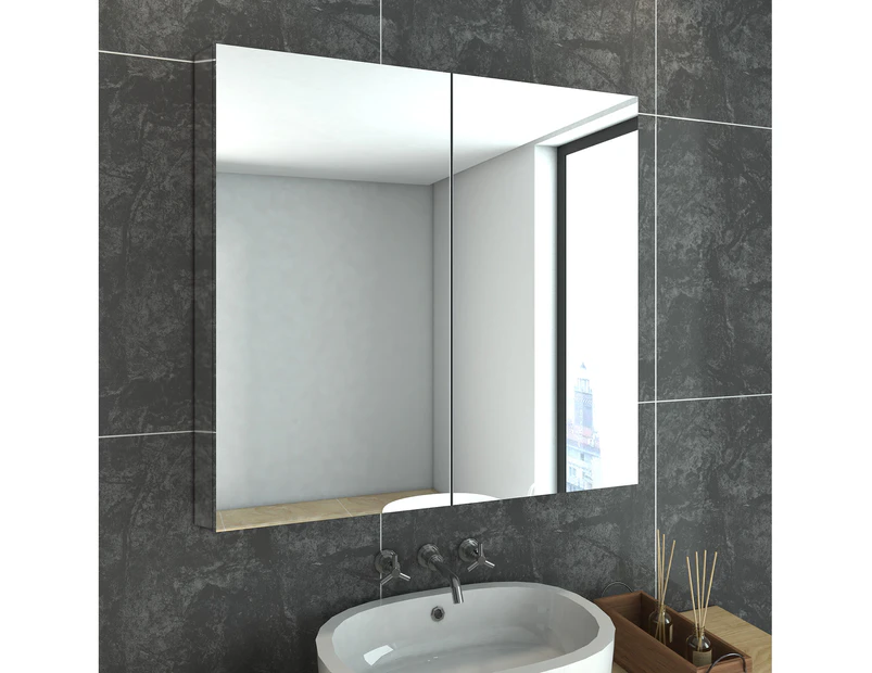 ELEGANT Mirror Cabinet,Bathroom Cupboard,Medicine Storage Polished Stainless Steel,Wall-Mounted Mirrors,750x720mm