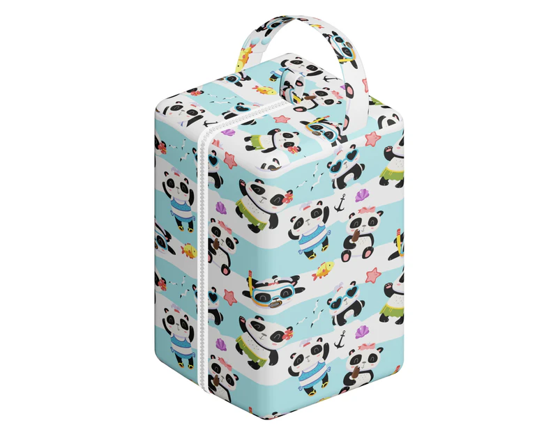 Nappy Box Co Cute Pandas Print Nappy Pod Zip Wet Bag