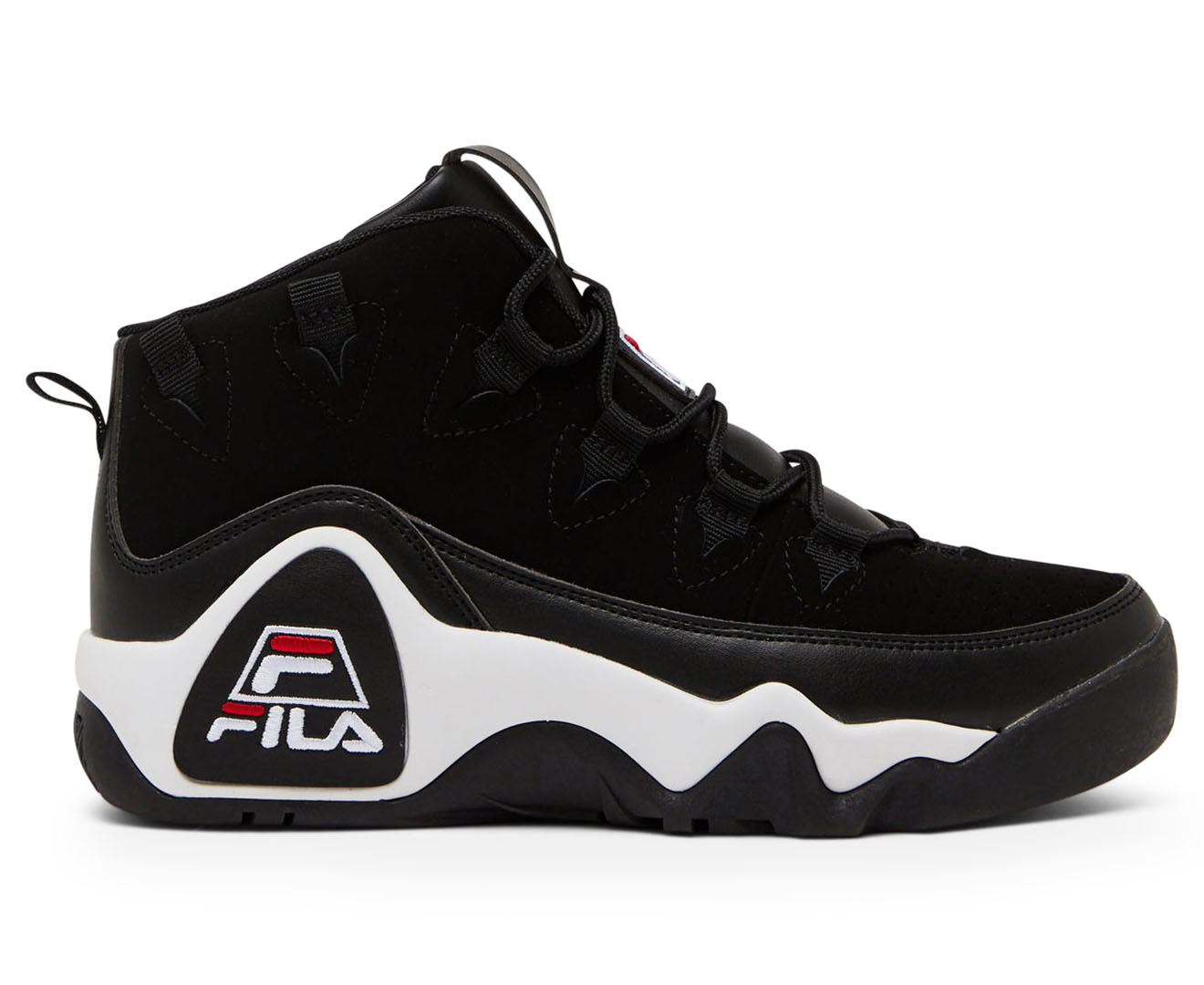 FILA Women's Grant Hill High-Top Sneakers - Black/White/Red | Catch.co.nz