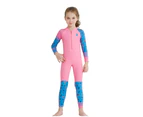 Mr Dive Kids Wetsuit One Piece Swimsuit UPF 50+ Lycra Long Sleeve  Bathing Suit Children Swimwear Rash Guard-Pink