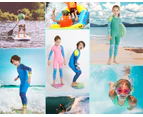 Mr Dive Kids Wetsuit One Piece Swimsuit UPF 50+ Lycra Long Sleeve  Bathing Suit Children Swimwear Rash Guard-Blue