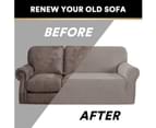 Stretch Sofa Covers Couch Covers Sofa Slip Cover Furniture Slipcovers Protector Stay In Place, Thick Soft Fabric, 1/2/3/4 Seater, Taupe 4