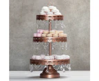 3-Tier Crystal-Draped Cupcake Stand | Rose Gold | Sophia Collection