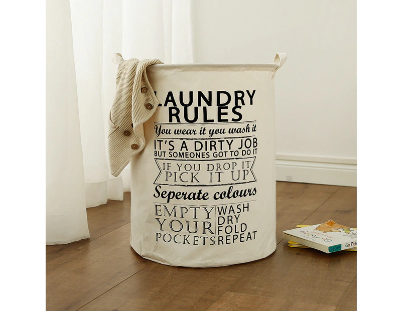 Round Laundry Hamper Laundry Basket Laundry Bucket,Laundry Rules,40*50cm