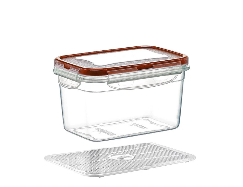Plast Art - Deep Rectangle Clip Container with Elevated Crisp Tray 1.3L - 17.5x12x9cm