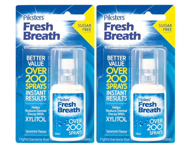2 x Piksters Fresh Breath Mouth Spray Mild Spearmint 20mL