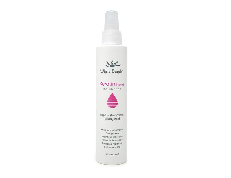 White Sands  Keratin Infused Hairspray - All Day Medium Hold - Strengthens Hair, Improves Elasticity, Prevents Breakage, Restores Moisture, Extreme Shine