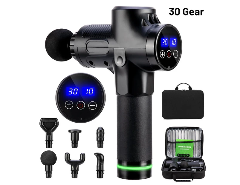 Professional – 30 Speed Level Indicator, 6 Interchangeable Heads, Touch Screen, LCD, Massage Therapy Gun, Deep Tissue