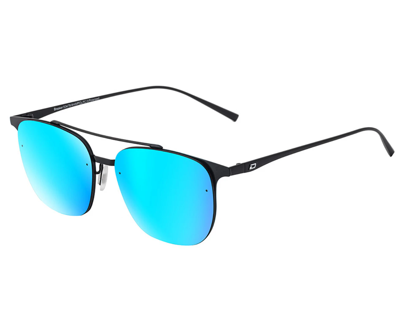 Dirty Dog Women's Breaker Polarised Sunglasses - Satin Black/Grey Ice Blue Mirror