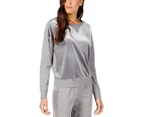 Alfani Womens Velvet Comfy Urban Grey Pajama Top