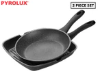 Pyrolux 2-Piece Pyrostone Grill & Frying Pan Set