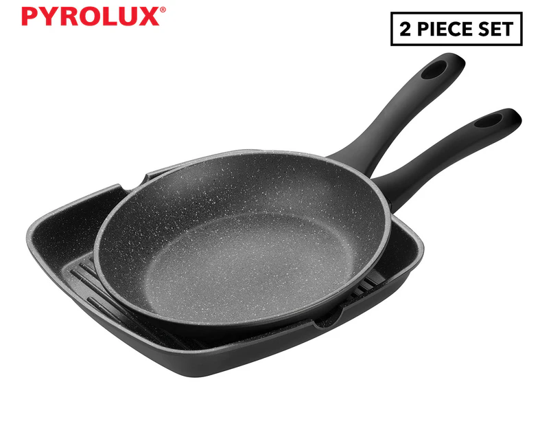 Pyrolux 2-Piece Pyrostone Grill & Frying Pan Set