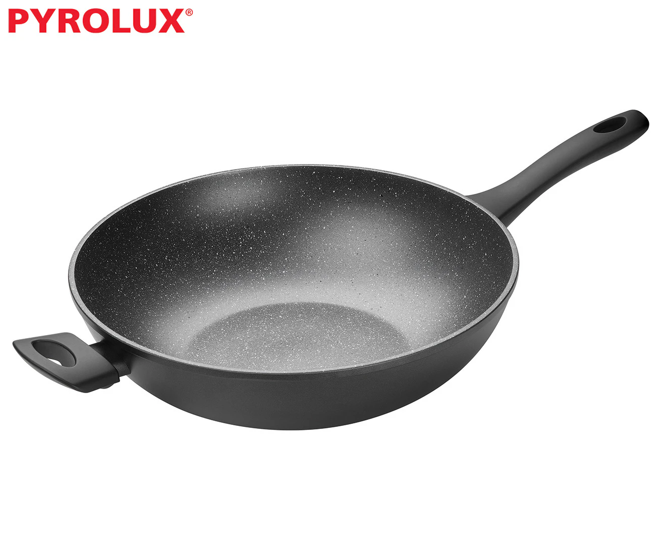 Pyrolux Pyrostone 32cm Stoneware Non-Stick Open Wok/Stir Fry Cooking Pan Black