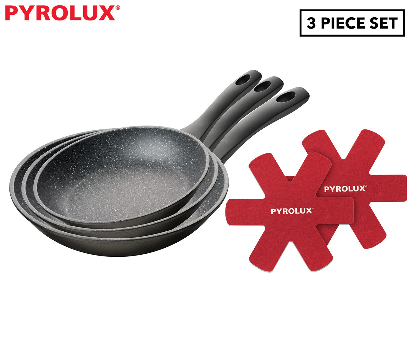 Pyrolux 3-Piece Pyrostone Frypan Set