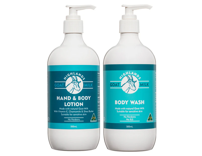 Highlands Goat Milk Body Wash & Hand + Body Lotion Pack 500mL