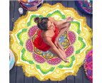 Round Yoga Mat With Tassels Lotus Rainbow Mandala Beach Towel F01 - As picture 3