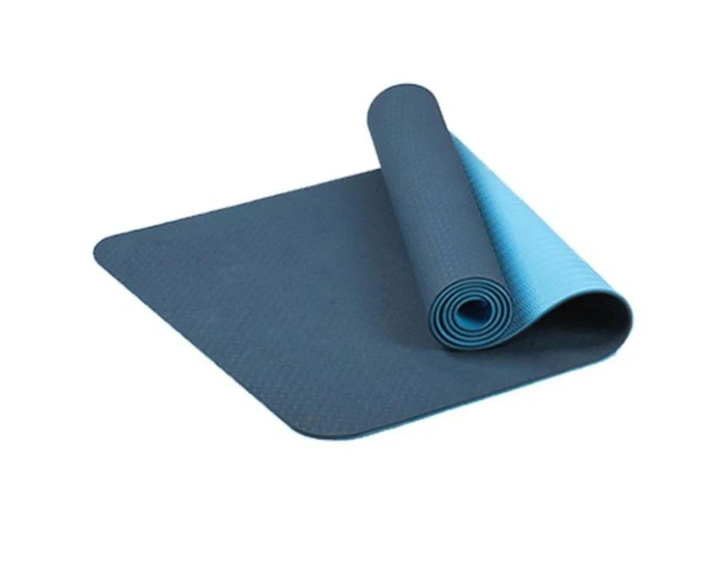 Two-tone Colours 6mm TPE Non-Slip Yoga Mat Home Gym Fitness Equipment Exercise Mat AU Stock - Blue