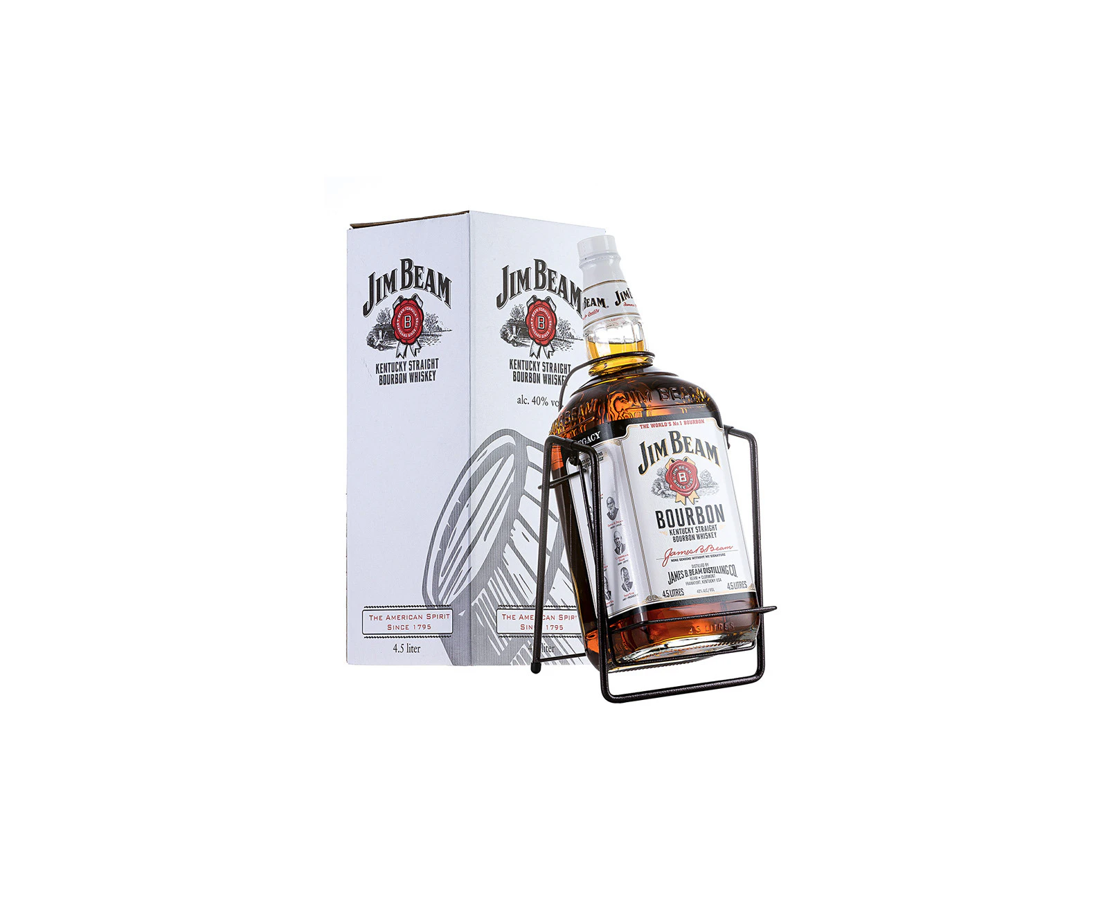 Jim Beam White Label Bourbon Whiskey on a cradle 4.5 Litres @ 40 % abv (Discontinued)