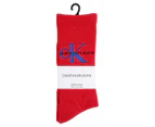 Calvin Klein Jeans Men's Retro Logo Crew Socks - Crimson Red