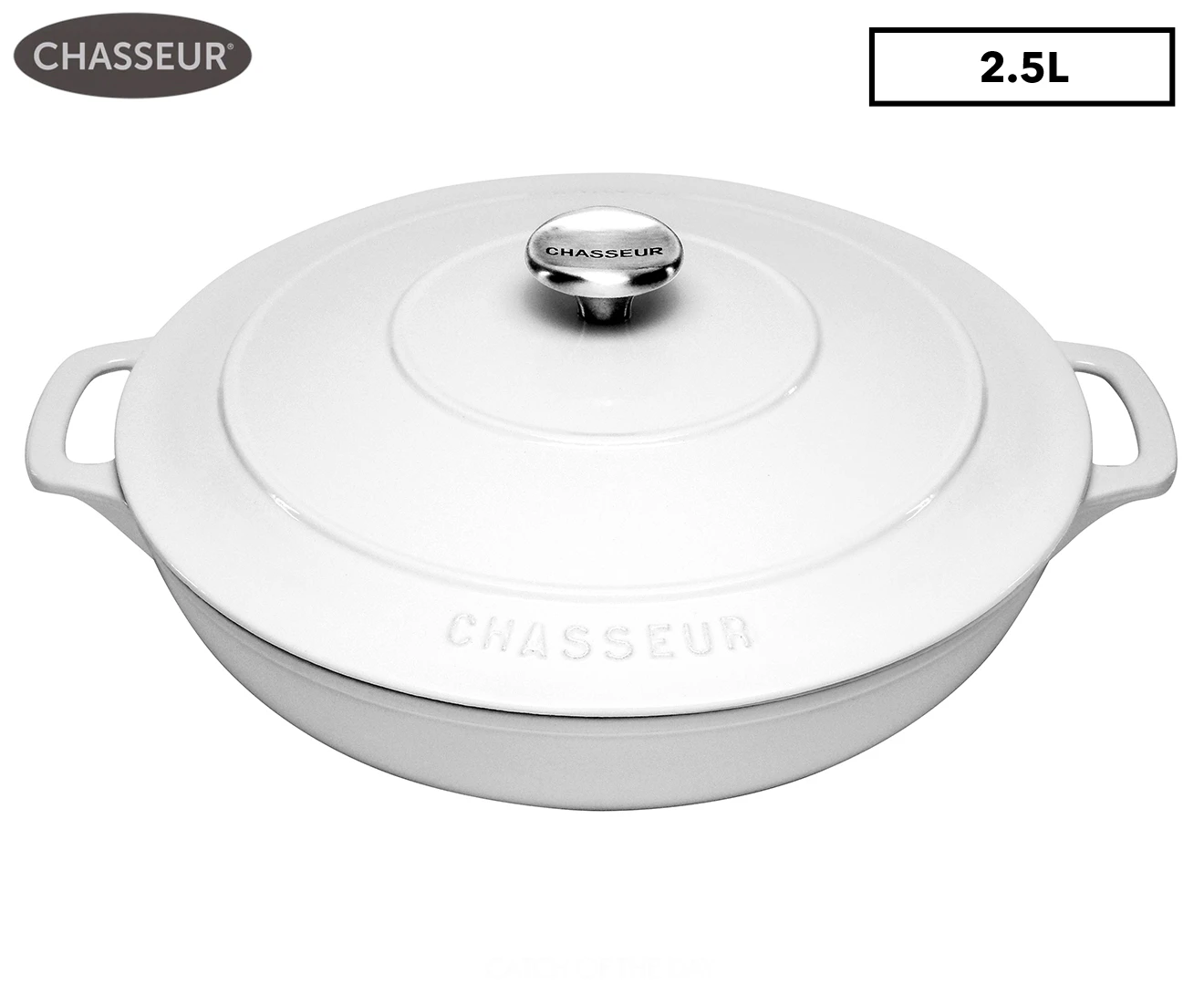 Chasseur 30cm/2.5L Round Cast Iron Casserole - Brilliant White