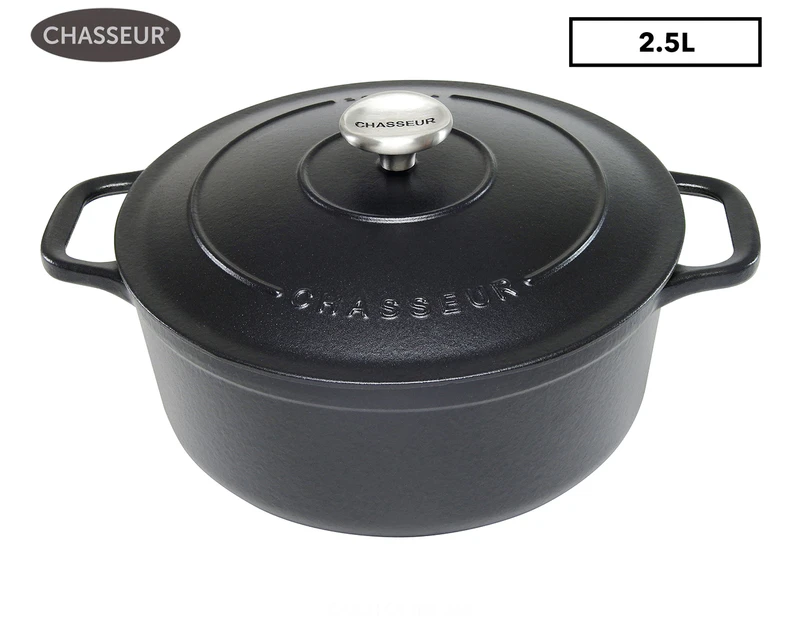 Chasseur 20cm/2.5L Round Cast Iron French Oven - Matte Black
