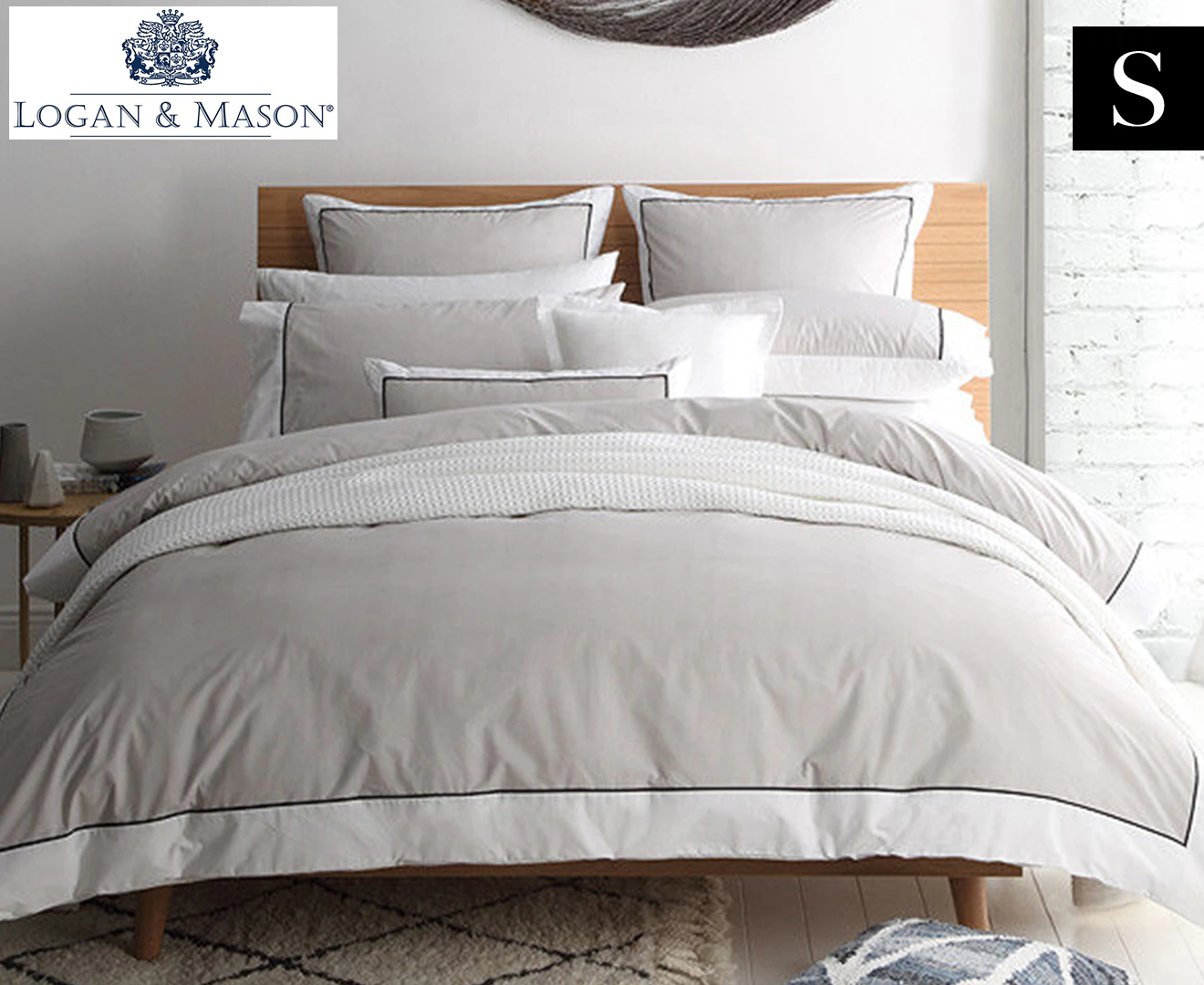 Logan & Mason Essex Single Bed Quilt Cover Set - Stone