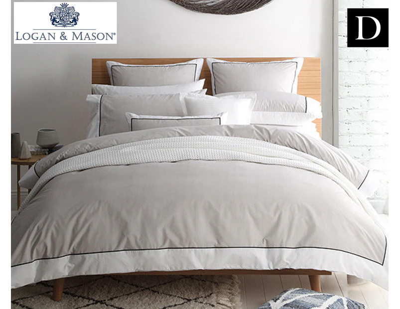 Logan & Mason Essex Double Bed Quilt Cover Set - Stone