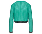Nike Women's Pro Long Sleeve Mesh Crop Top - Neptune Green/Black