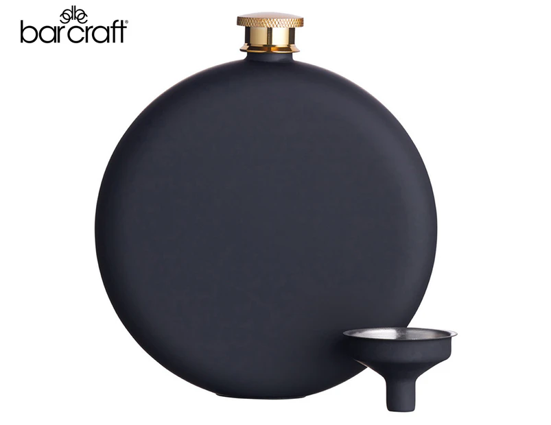 BarCraft 350mL Stainless Steel Hip Flask with Funnel