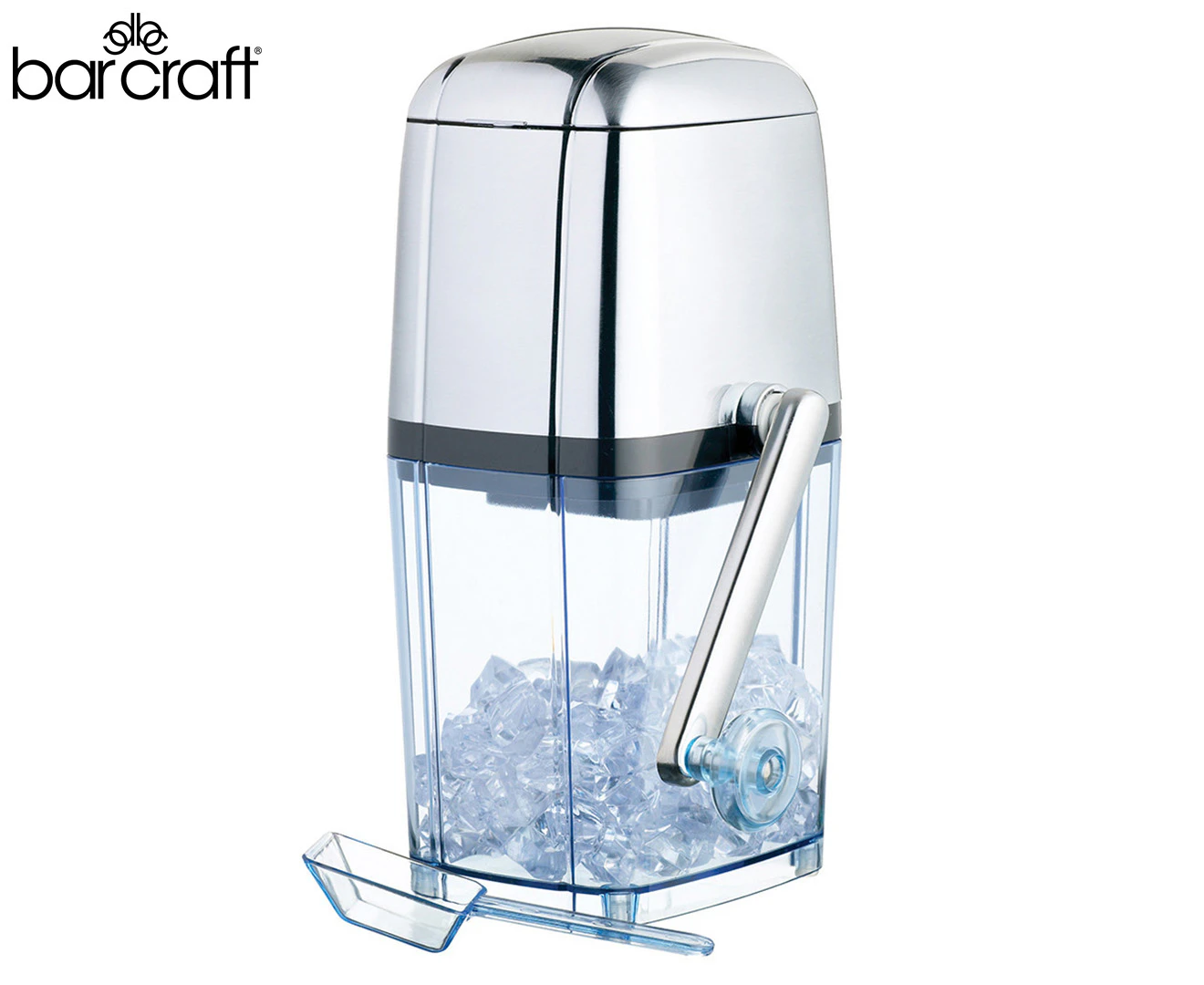 Barcraft 28cm Plastic Rotary Action Manual Ice Crusher Kitchen Shredding Machine