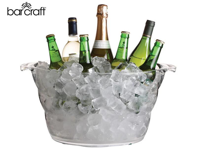 BarCraft Acrylic 28cm Oval Drink Bottle Pail Cooler Bucket Large Container Clear