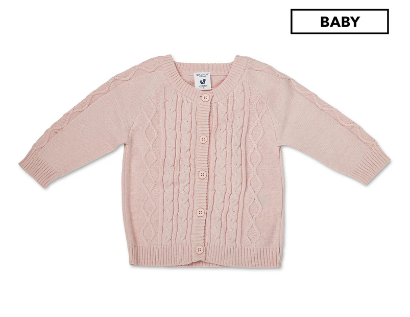 Walnut Melbourne Baby Girls' Bodhi Cable Knit Cardi - Pale Pink