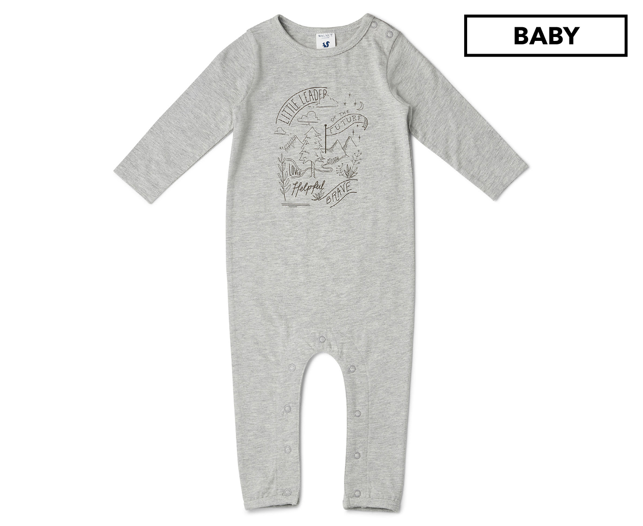 Walnut Melbourne Baby Scout Onesie - Little Leader Grey | Catch.co.nz