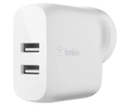 Belkin Dual USB-A 24W Wall Charger w/Lightning MFI-Certified Cable for iPhone/WH