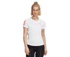 Adidas Women's Own The Run Tee / T-Shirt / Tshirt - White/Signal Pink