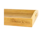 Set Of 3 Bamboo Trays | Wooden Serving Platters | Raised Edges & Handles | M&W