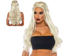 Pale Blonde Long Wavy Wig with Braids - Adult