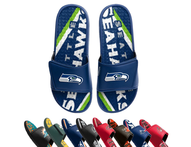 FOCO Men's NFL GEL Sport Shower Sandal Slides, most Teams - Tampa Bay Buccaneers