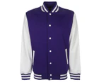 FDM Unisex Varsity / University Jacket (Contrast Sleeves) (Purple/White) - BC2029