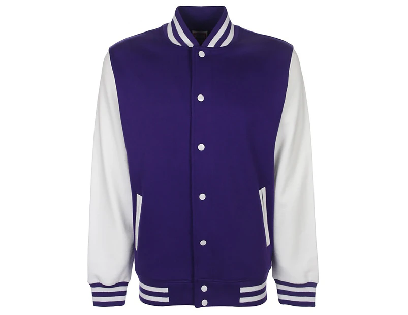 FDM Unisex Varsity / University Jacket (Contrast Sleeves) (Purple/White) - BC2029
