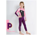 Mr Dive Kids One-piece Long Sleeves Diving Suit 2.5MM Neoprene Warm Wetsuit Girls UV Protection-Pink