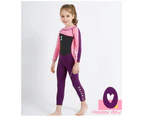 Mr Dive Kids One-piece Long Sleeves Diving Suit 2.5MM Neoprene Warm Wetsuit Girls UV Protection-Pink