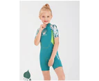 Mr Dive Kids Wetsuit Jellyfish Neoprene Children Short Sleeve Diving Suit Swimwear for Girl Wetsuit-Green