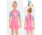 Mr Dive Kids Wetsuit Jellyfish Neoprene Children Short Sleeve Diving Suit Swimwear for Girl Wetsuit-Pink