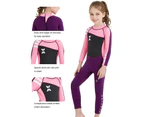 Mr Dive Kids One-piece Long Sleeves Diving Suit 2.5MM Neoprene Warm Wetsuit Girls UV Protection-Pink