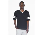 American Apparel Unisex Adults V-Neck Football T-Shirt (Black/White) - BC4613