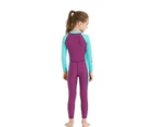 Mr Dive Kids Wetsuit UPF 50+ One Piece Long Sleeve Swimsuit Quick-Drying Swimwear -Purple