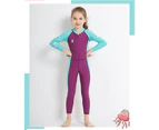 Mr Dive Kids Wetsuit UPF 50+ One Piece Long Sleeve Swimsuit Quick-Drying Swimwear -Purple