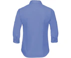 Russell Collection Womens Roll-Sleeve 3/4 Sleeve Work Shirt (Blue) - RW3259