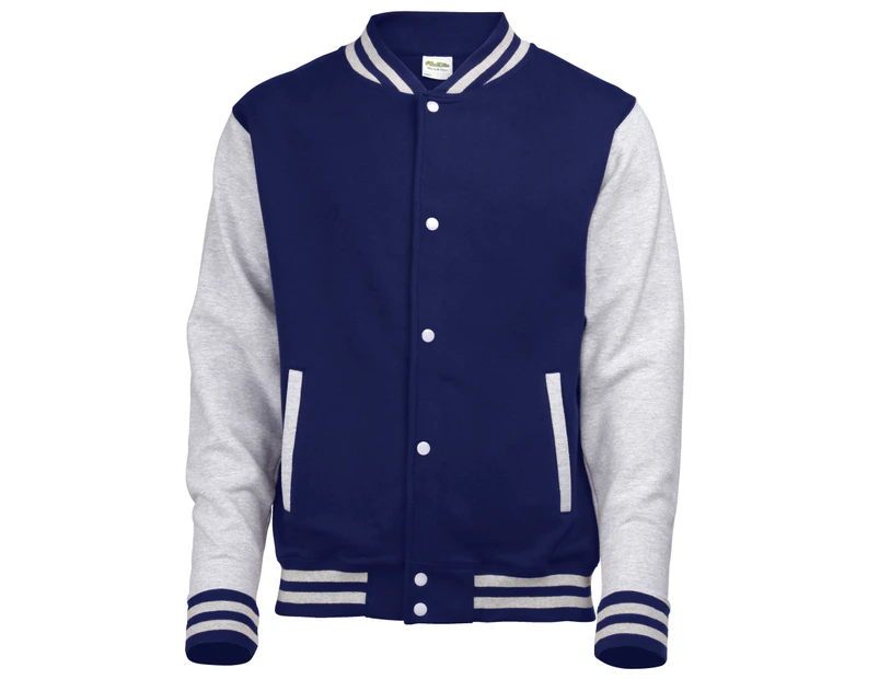 Awdis Kids Unisex Varsity Jacket / Schoolwear (Oxford Navy/Heather Grey) - RW191